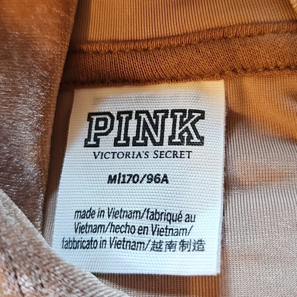 PINK Victoria's Secret Brown Cropped Velour Hoodie Size M - Picture 3 of 7